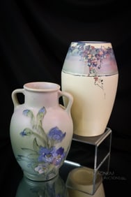 2 pc Lot Weller Decorated Hudson Art Pottery