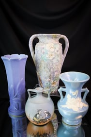 4 pc Lot Weller Art Pottery Vases
