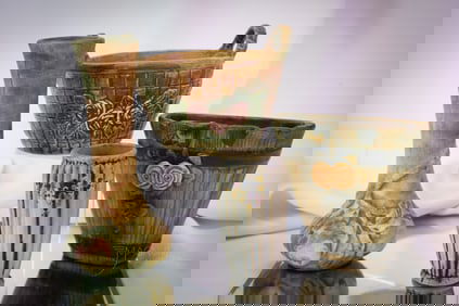 4 pc Weller Woodcraft Baldin Apple & More Art Pottery