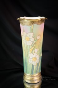 Kinran Mark Nippon Coralene Daffodil Vase