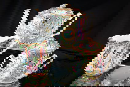 3 pc Lot Chinese Export Famille Rose Tea Set