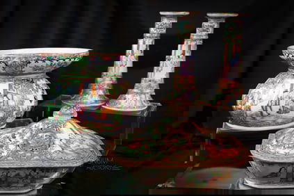 4pc Lot Chinese Export Famille Rose Porcelain