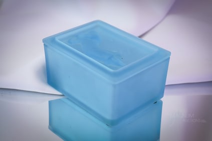 McKee Jolly Golfer Blue Satin Glass Cigarette Box