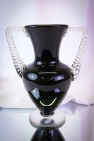 Rare Morgantown "Electra" Art Deco Black Glass Vase