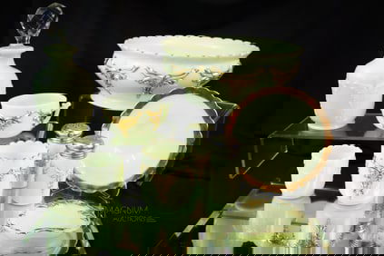 9 pc Lot Victorian Heisey Uranium Custard Glass