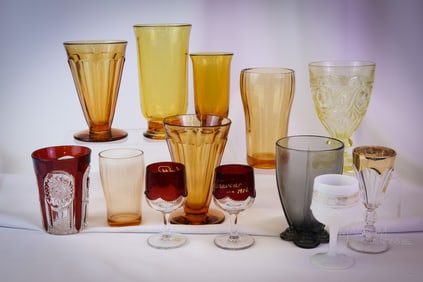 13 pc Lot Heisey Glass Tumblers & Cordials