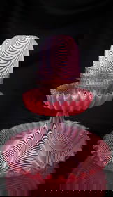 Cranberry Nailsea Victorian 3-Tier Glass Clarke Fairy Lamp