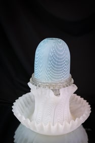 Scarce Double Nailsea Victorian Glass Fairy Lamp