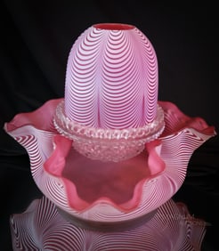 Cranberry Nailsea Victorian Glass Clarke Fairy Lamp