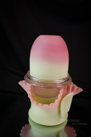 Webb Burmese Uranium Glass Victorian Fairy lamp