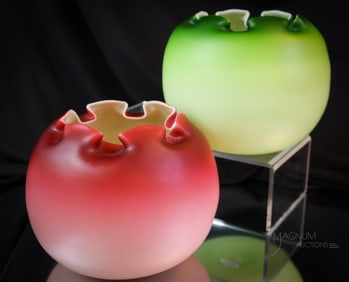 2 pc Lot Stevens & Williams Victorian Glass Rose Bowls