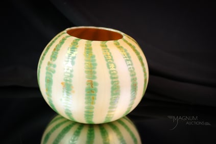 Signed Kew-Blas Iridescent Art Glass Rose Bowl