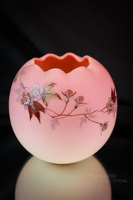 Webb Burmese Decorated Uranium Glass Victorian Rose Bowl