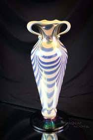 Plate Piece Imperial Freehand Lead Lustre Festoon Art Glass Vase