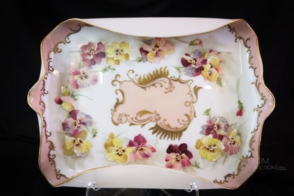 Mt. Washington Colonial Ware Pansy Flower Victorian 13" Dresser Vanity Tray