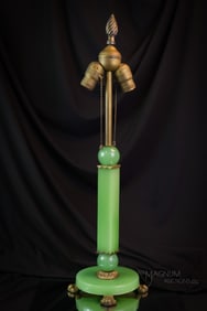 Art Deco Jadeite Uranium Art Glass Table Desk Lamp