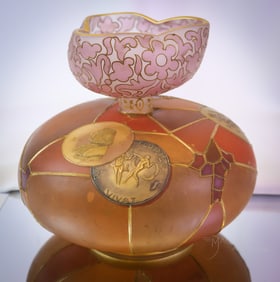 Large Victorian Mt. Washington Glass Royal Flemish Vase