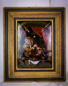 Victorian Limoges Painting on Copper "M. Betourne Limoges J.P. Loup"