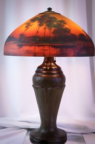 Arts & Crafts Era Handel "7104" Reverse Painted 27" Table Lamp