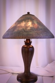 "Handel 6347" Arts & Crafts Reverse Painted "Chipped Ice" Antique Table Lamp
