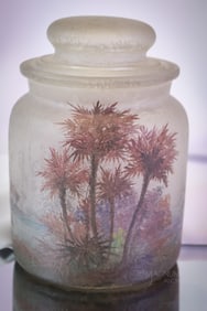 Signed Handel Teroma Arts & Crafts Chipped Ice Glass Humidor