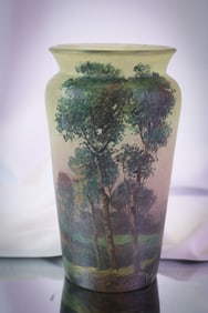 Signed Handel Teroma Arts & Crafts Chipped Ice Glass Vase