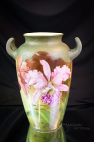Signed Handel Ware Porcelain Orchids Rosenthal Mosserine Vase