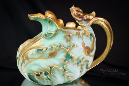 Signed Pairpoint Limoges Porcelain Gilt Pitcher