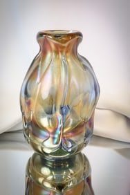 Signed Labino 1968 Iridescent Art Glass Vase
