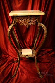 Antique Victorian Brass & Onyx 31" Plant Stand Pedestal