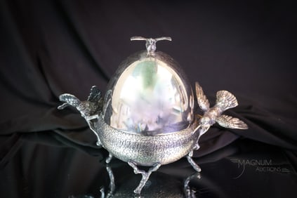 Rogers Victorian Silverplate Figural Acorn Jewelry Casket