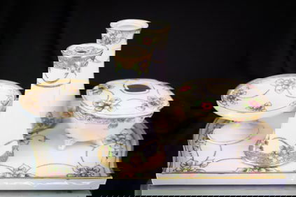 5 pc Nippon Green Mark Porcelain Vanity Dresser set