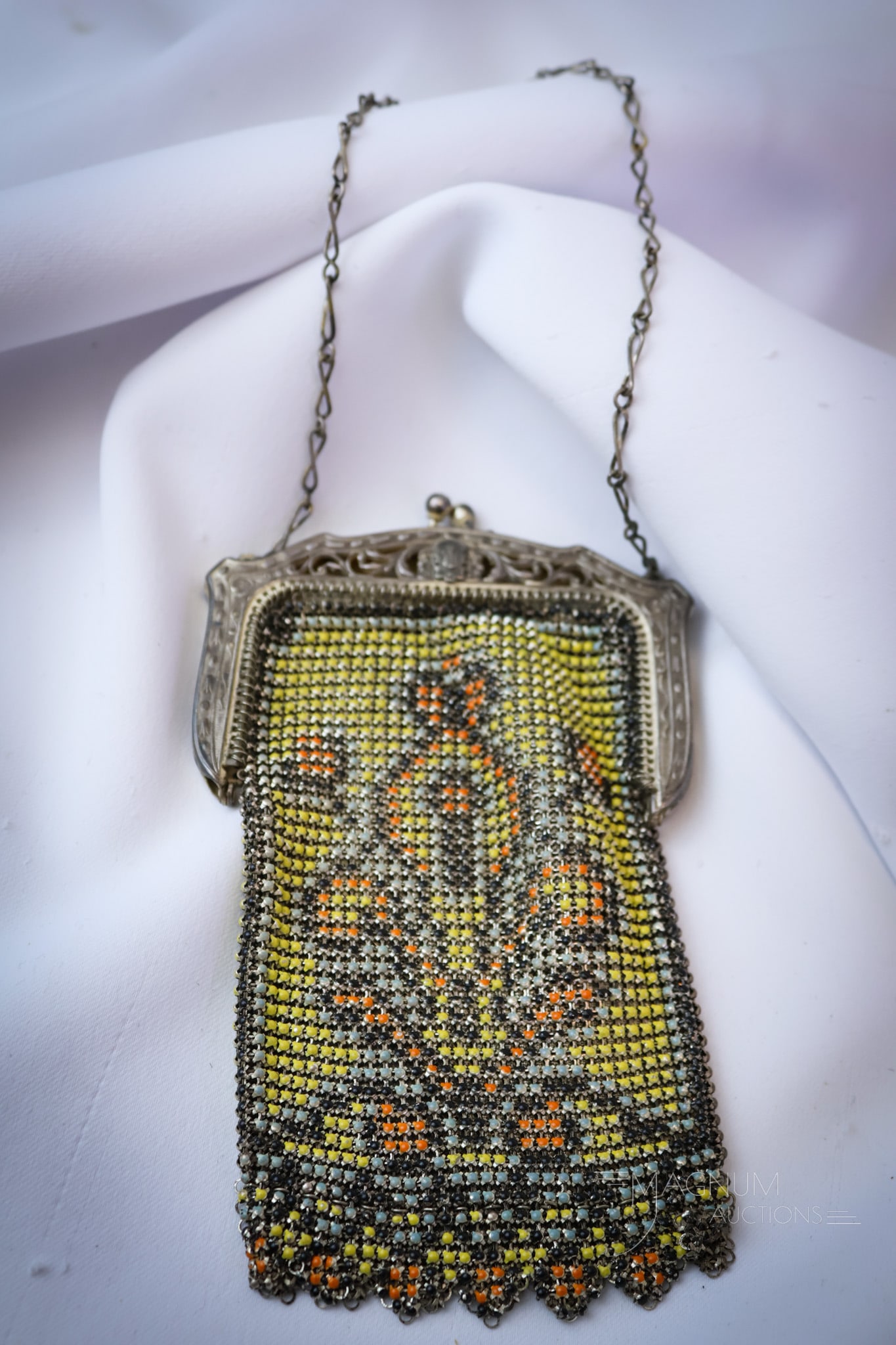 Rare Child's Size Whiting & Davis Art Deco Mesh Purse: A rare find in a Whiting and Davis purse. This is a child's size. It is in an Art Deco design. The purse measures 3 1/2" by 6". SHIPPING NOTICE: If you choose not to utilize the LiveAuctioneers LiveSh