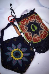 2 pc Lot Antique Beaded Evening Bags