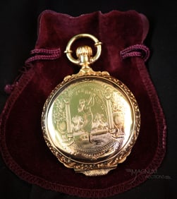 Antique Elgin Hunters Case 14K Gold 15 Jewel Engraved Pocket Watch 4.005OZT