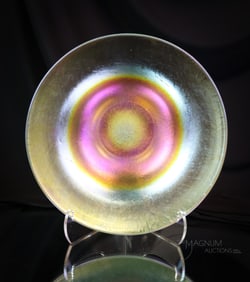 L.C.T. Tiffany Favrile Gold Iridescent Art Glass Bowl