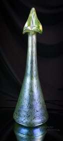 14" Loetz Green Papillon Art Glass Sprinkler Vase ca.1898