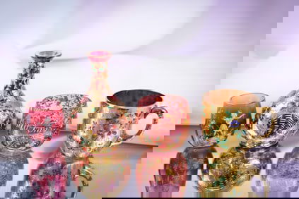 4 pc Lot Moser & More Miniature Art Glass Curiosities