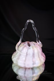 Victorian Rainbow Mother of Pearl Art Glass Basket