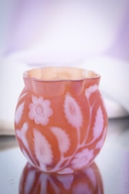 Rare Findlay Floradine Victorian Cranberry Opalescent Satin Glass Toothpick Holder