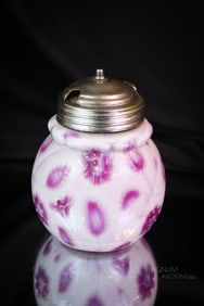 Exceptionally Rare Victorian Findlay Rasberry Onyx Art Glass Mustard Jar