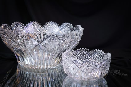 2 pc Lot J. Hoare "Hindoo" American Brilliant Cut Glass