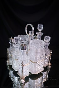 W & H Victorian Silverplate Cut Glass Condiment Castor