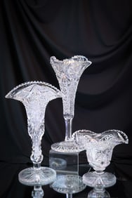 3 pc Lot Maple City & More American Brilliant Cut Glass