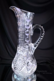 Signed Strauss American Brilliant Period Cut Glass Tankard Pitcher