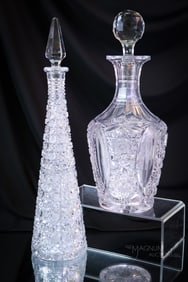 2 pc Lot American Brilliant Period Cut Glass Decanters