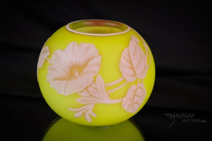 Webb English 3-Color Cameo Art Glass Victorian Miniature Rose Bowl