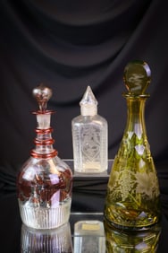 3 pc Lot Early Glass Uranium Vaseline Amber Ruby Stained Stiegel & More