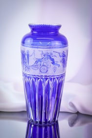 Val St. Lambert Victorian Roman Frieze Cut to Clear Vase