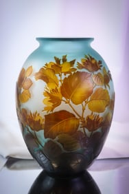 Large Signed Galle' French Cameo Art Glass Vase